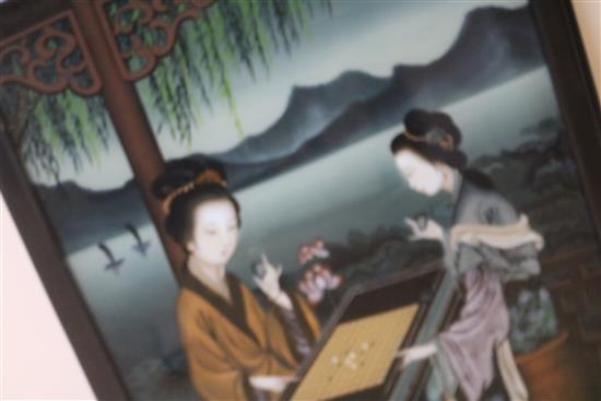 A pair of Chinese reverse paintings on glass 64 x 45cm